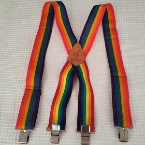 Rainbow Suspenders, De Colores, Rooster, Clip-on, Adjustable